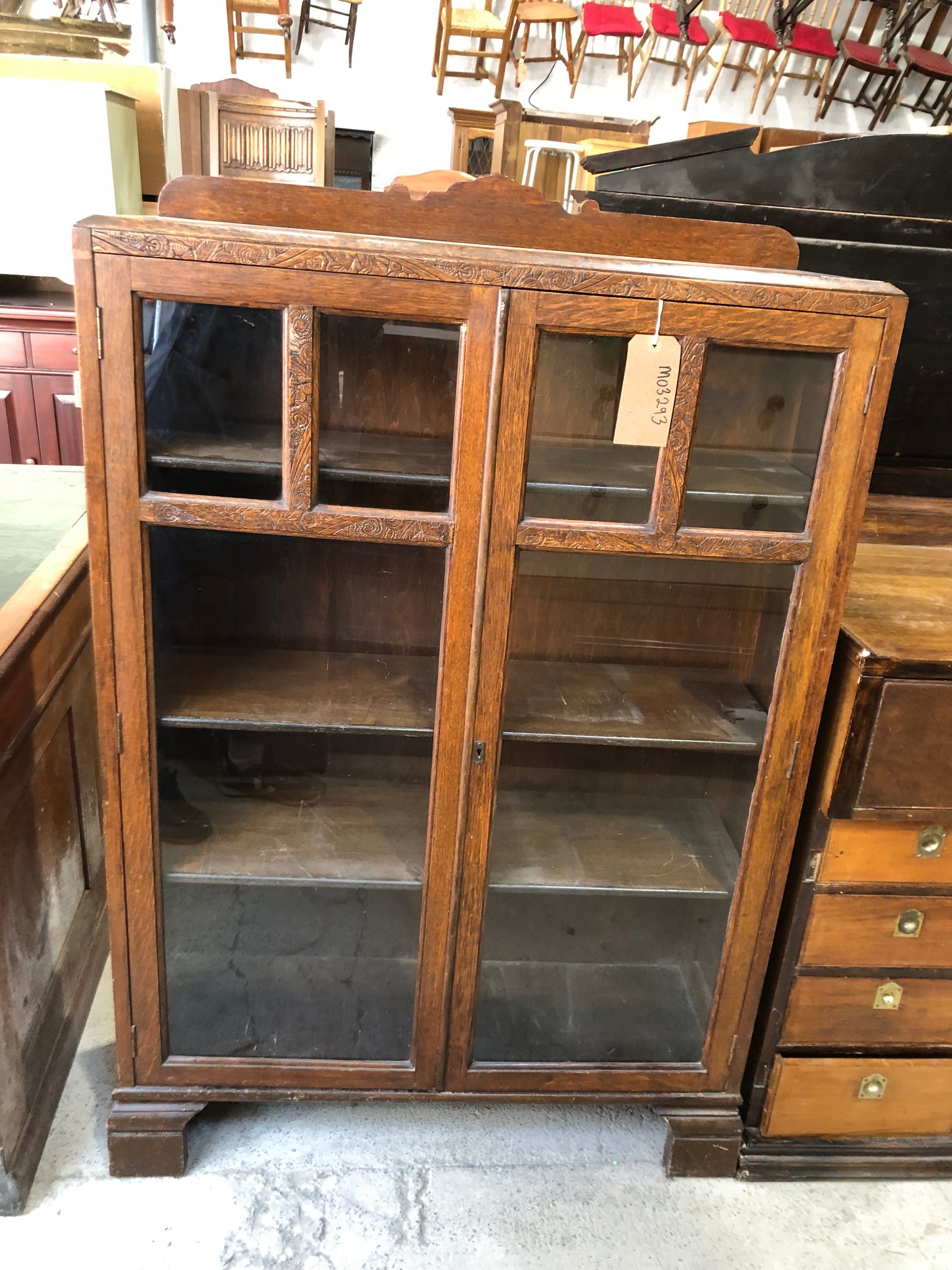 Antique Carved detail Display Cabinet