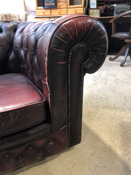 Oxblood Red Leather Chesterfield Clubroom Armchair