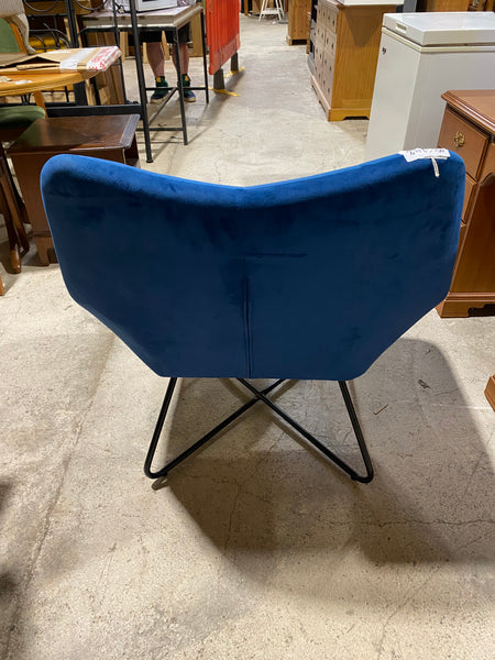 Plush Blue Armchair & Stool