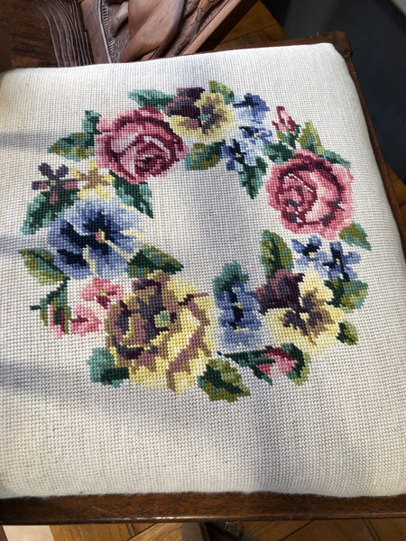 Antique Needlepoint Seat Chair