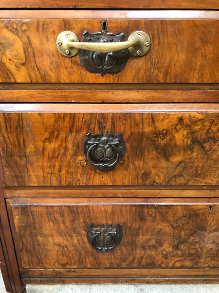 Burr Walnut Fronted 2 Over 3 Chest of Drawers