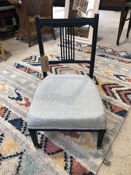 Antique Bedroom chair with Geometric Print Seat