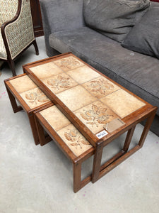 Teak Nest of Tile Topped Tables