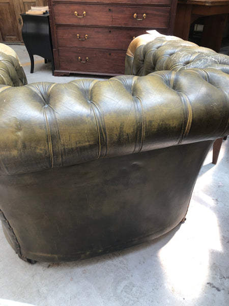 Green Leather Chesterfield Club Chair - PROJECT