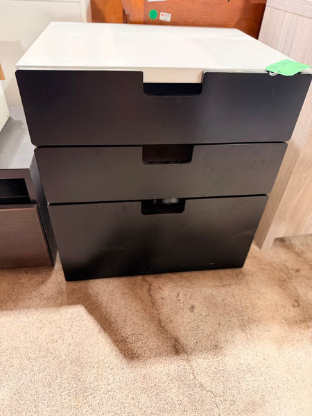 REF - Black IKEA Chest of Three Drawers