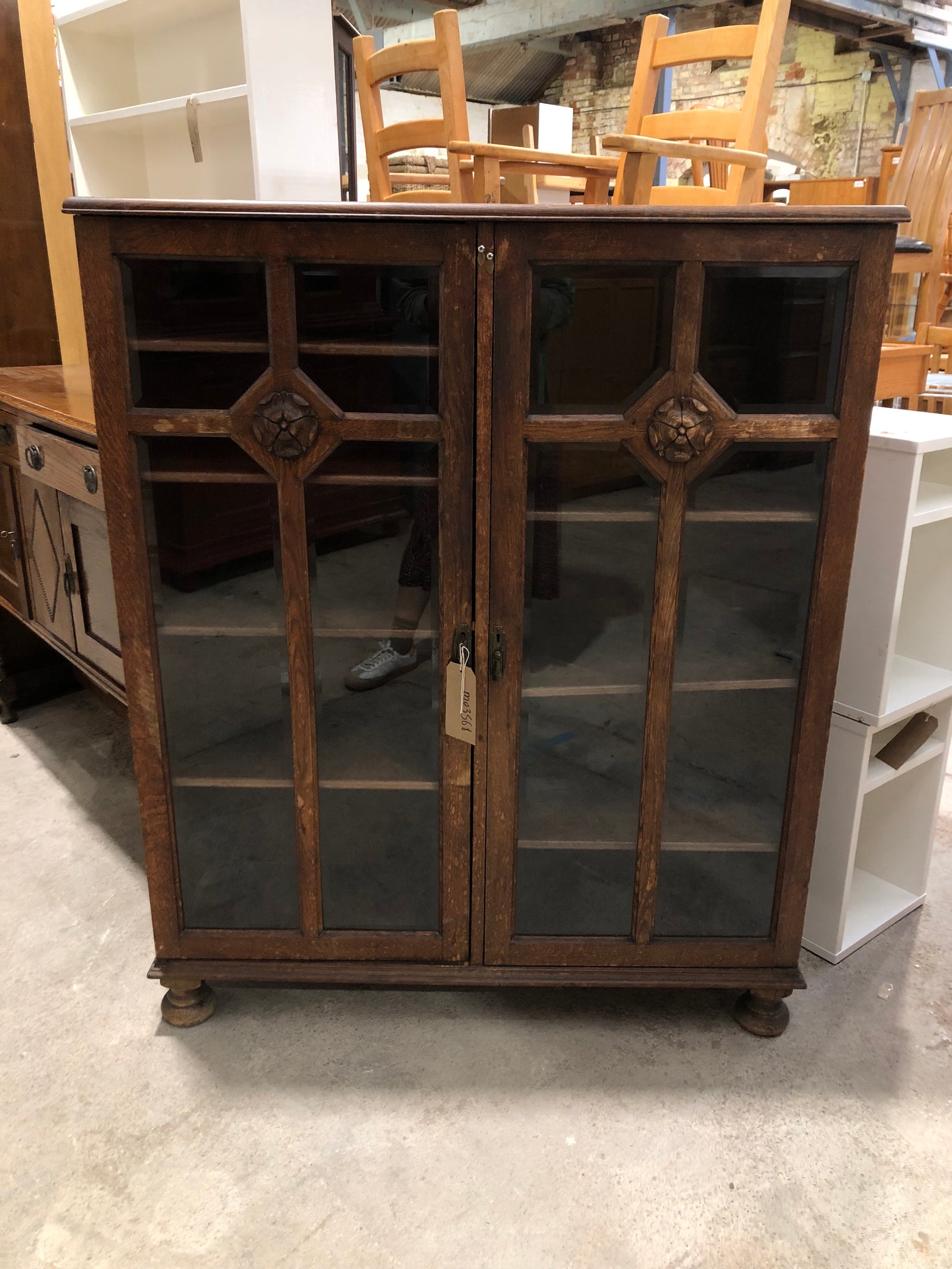 Vintage Oak Library Bookcase