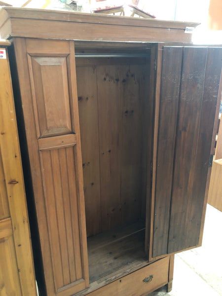 Pine Mirror Fronted Single Wardrobe