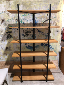 Metal & Oak Veneer Shelving Unit
