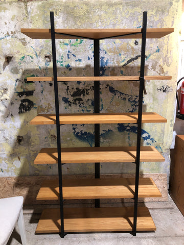 Metal & Oak Veneer Shelving Unit