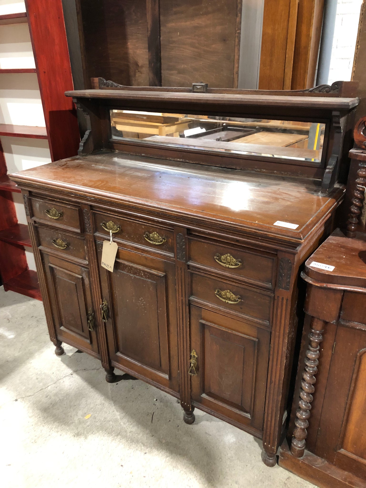 GHC - Dark Wood Antique Sideboard with Mirror