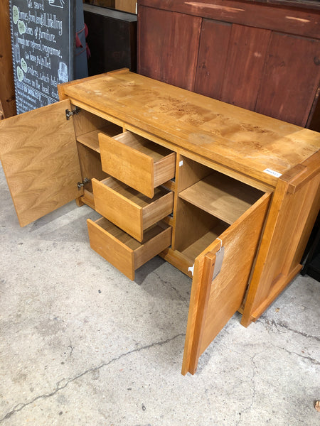 Burr Elm & Oak Compact Sideboard