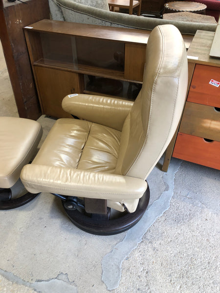 GHC - Leather Stressless Armchair & Footstool