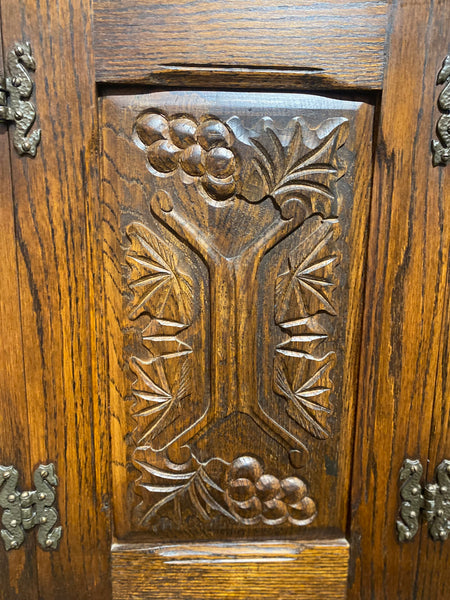 Wide Oak Carved Dresser