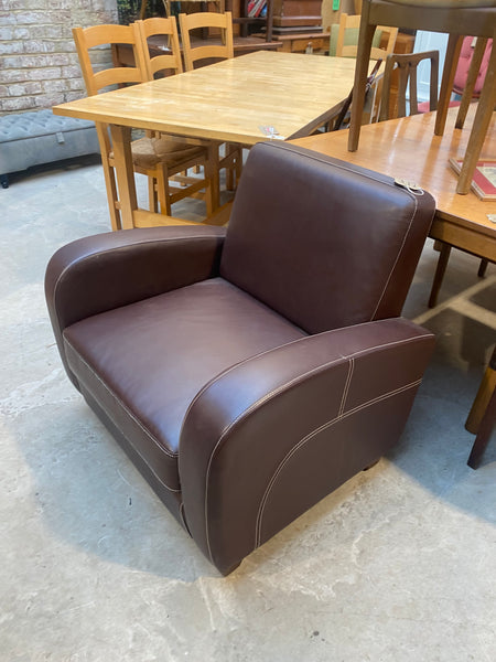 Chocolate Brown Faux Leather Armchair