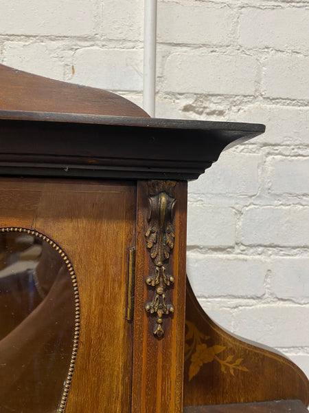 Edwardian Mahogany Marquetry Inlay Display Cabinet