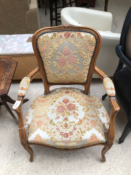 Louis XV Embroidered Pale Armchair