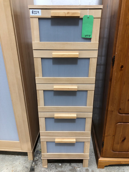 REF - Slim Tallboy Chest of 5 Drawers