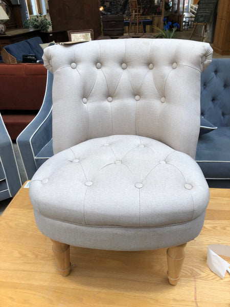 Beige Buttonback Bedroom Chair