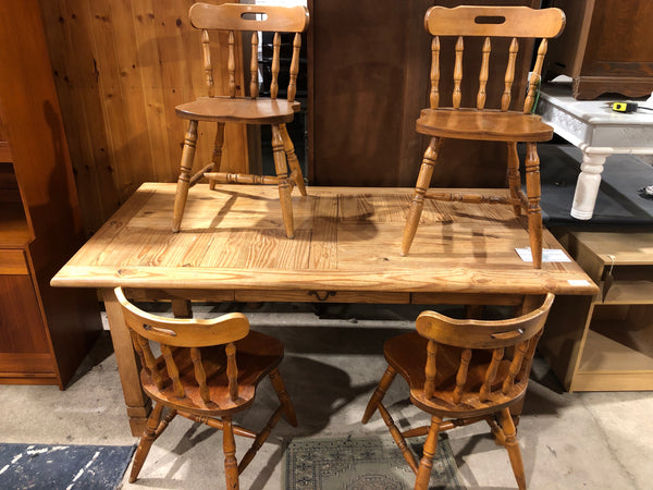 REF - Pine Dining Table & 4 Chairs