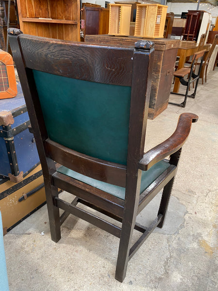 Antique Jacobean Revival Oak Armchair