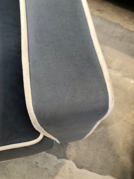 Blue Button back Faux Suede Armchair