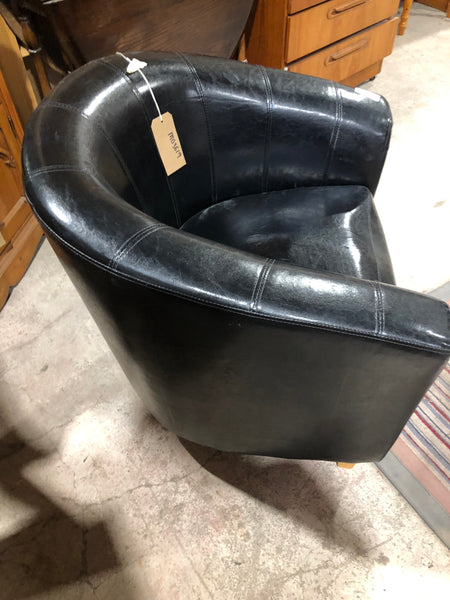HRC- Black Faux Leather Tub Chair