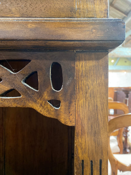 Tall Heavy Duty Carved Top Bookcase with Two Drawers