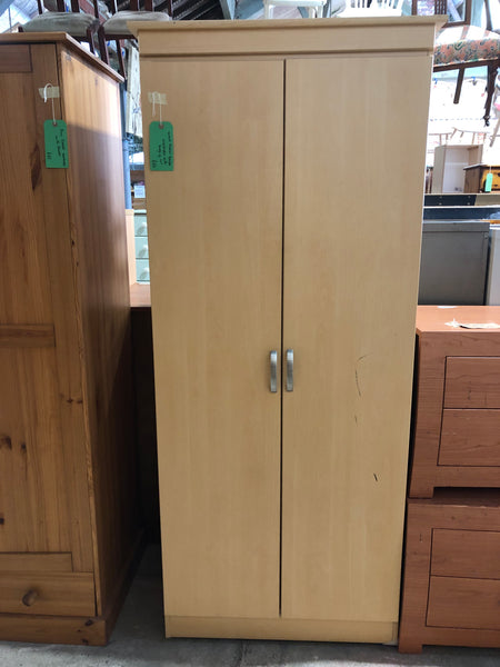Wooden Veneer Double Wardrobe with Hanging Rail- REF