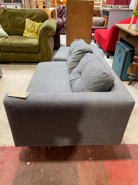 Contemporary Grey Chaise Longue & Footstool