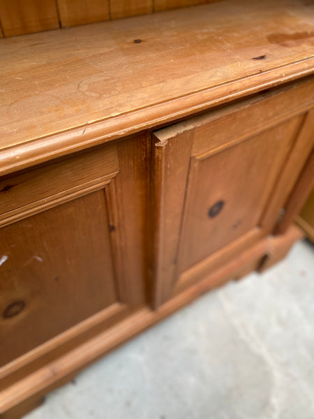 Solid Pine Bookcase with Cupboard