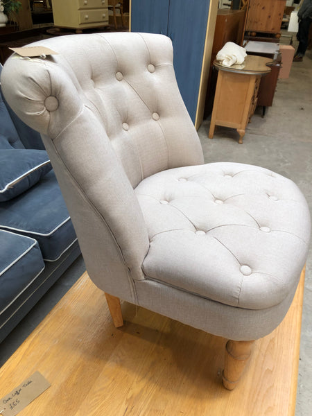 Beige Buttonback Bedroom Chair