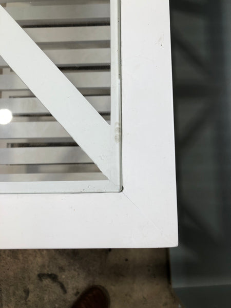 White Slatted Console Table with Glass Top