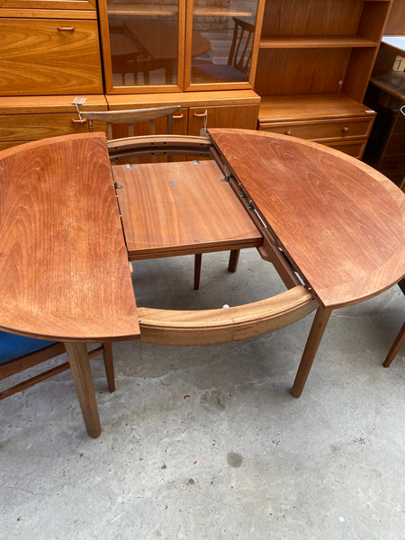 Mid Century Teak Round Extending Dining Table