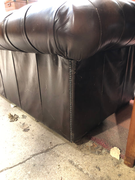 Brown Leather Chesterfield Style Sofa-bed