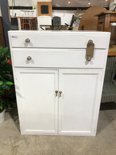 Vintage White Linen Cupboard With Drawers