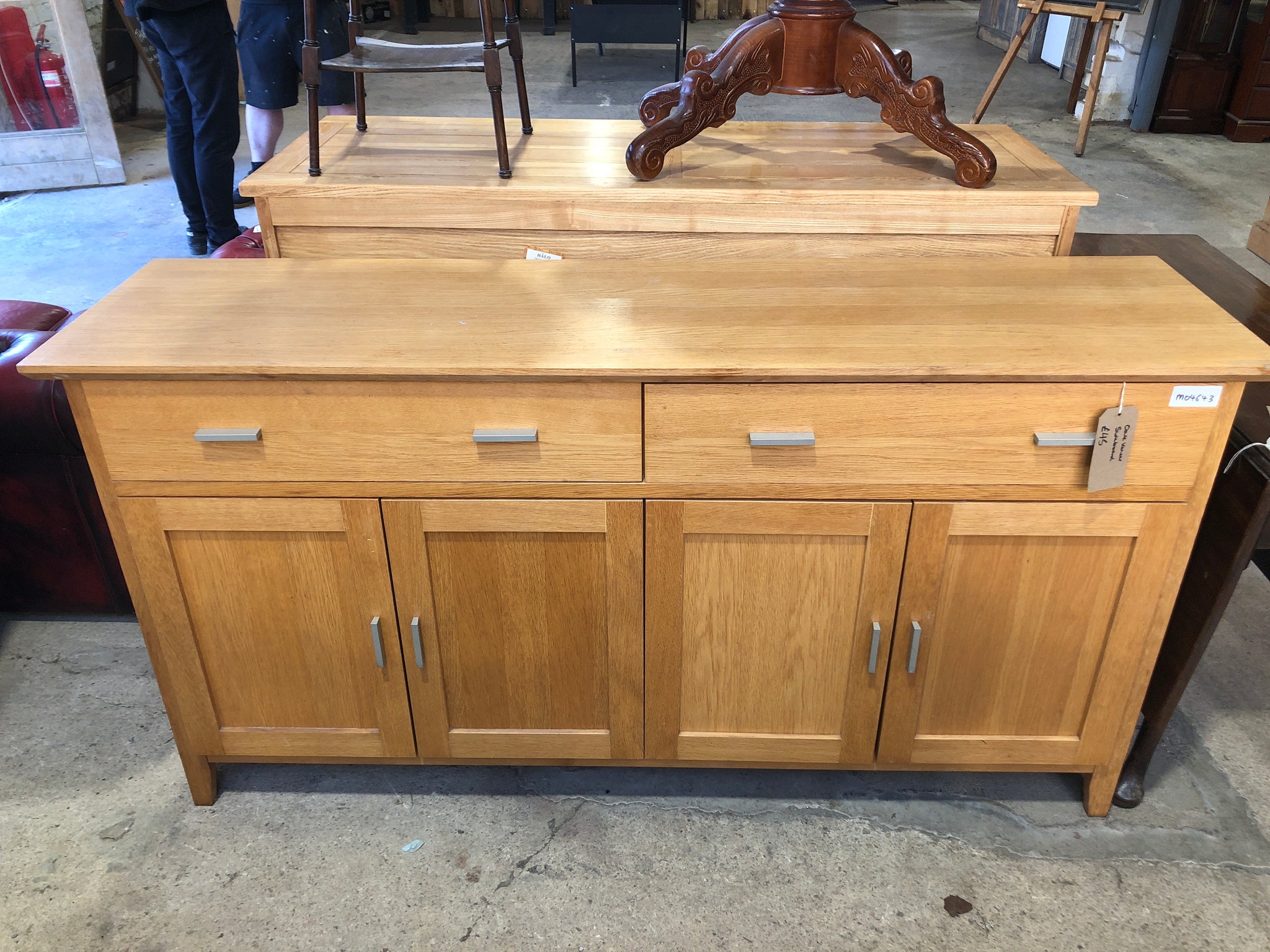Oak Veneer Sideboard With Drawers and Cupboard