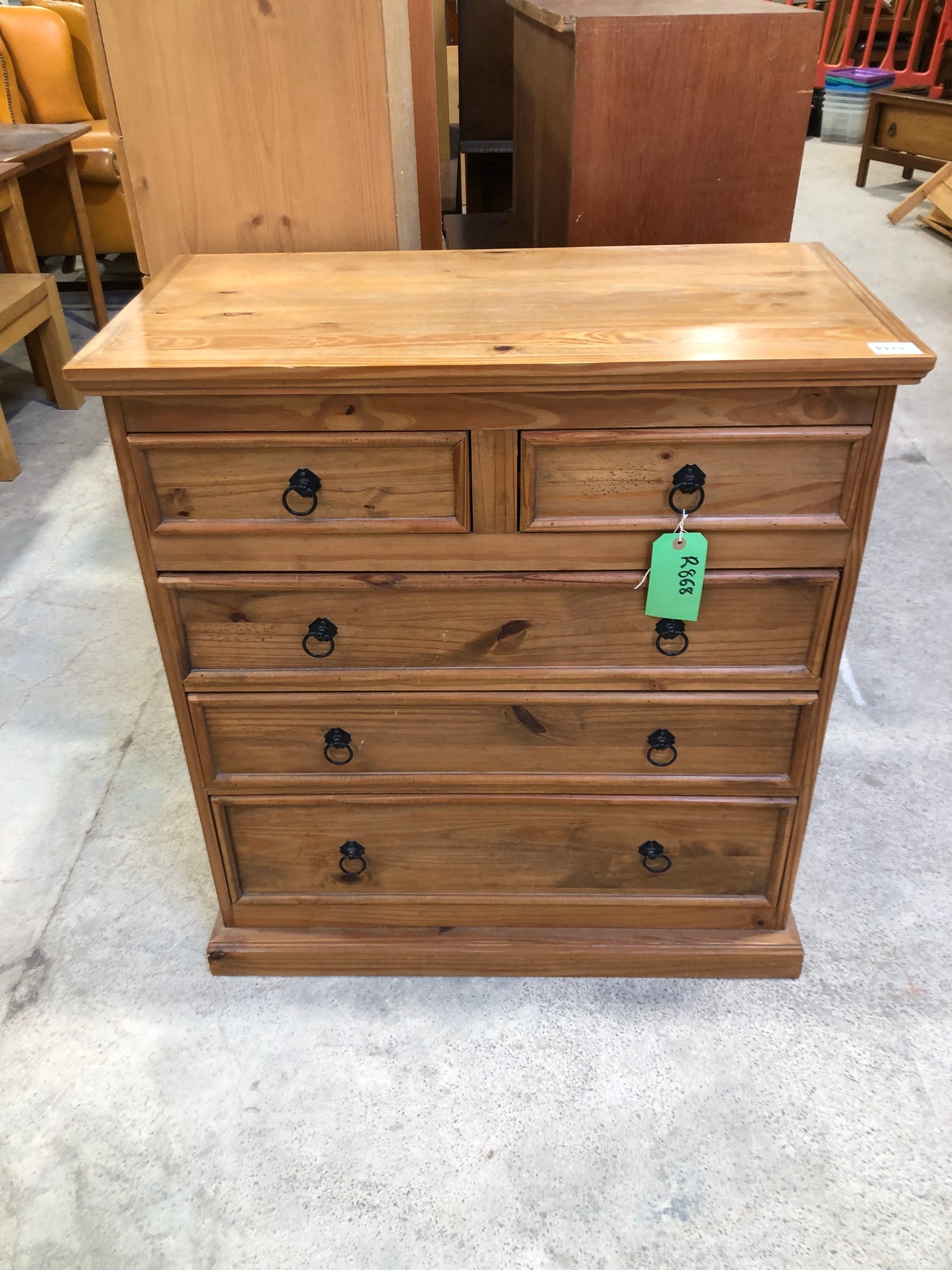 Solid Pine Chest of Drawers - REF