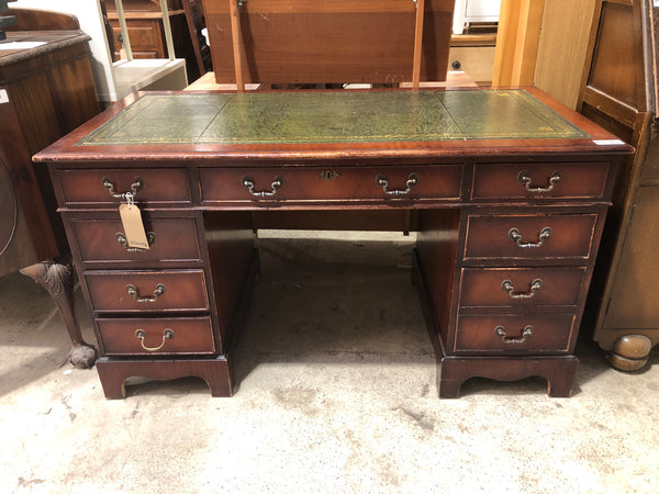 Leather Topped Mahogany Pedestal Desk