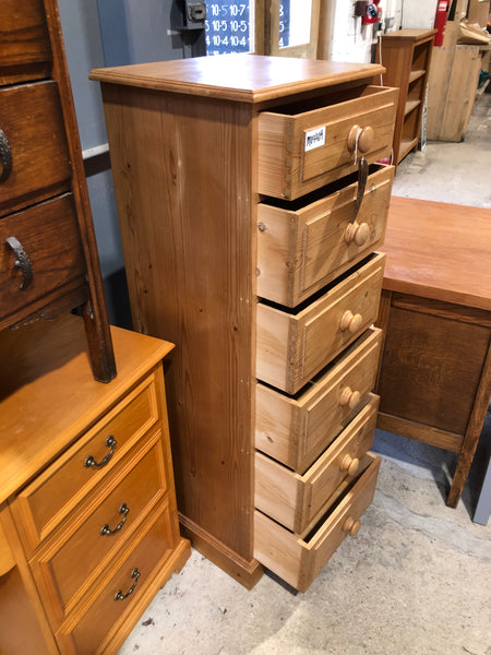 Solid Pine Slim Tallboy Chest of 6 Drawers