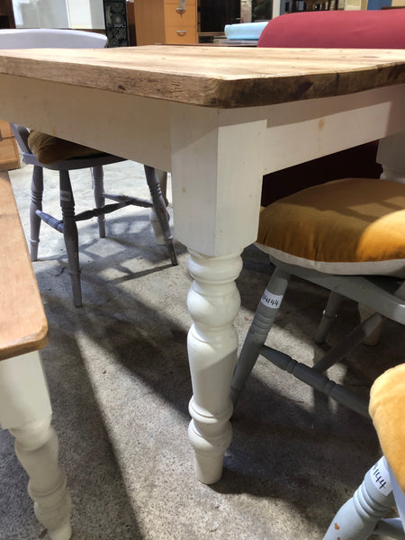 Pine Farmhouse Kitchen Table, Bench & 3 Chair Set