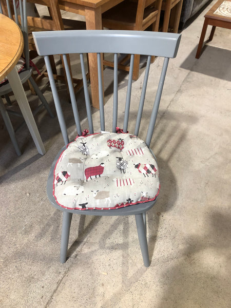 Round Wooden/Grey Dining Table & 4 Chairs - REF