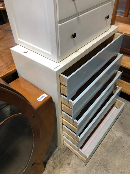 White & Blue Chest of 5 Drawers