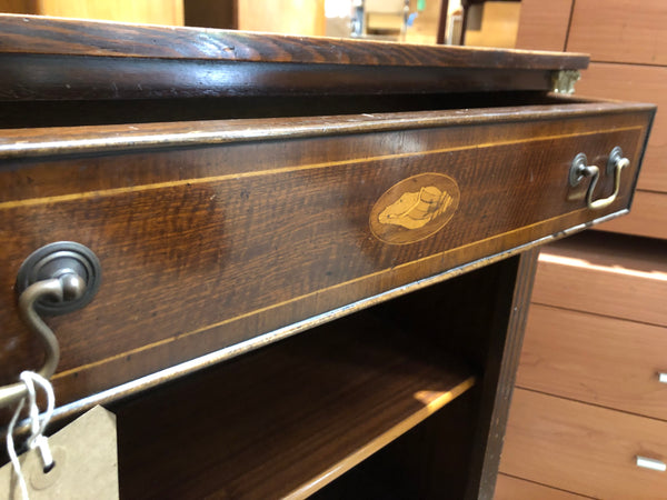 Vintage Inlaid Bookshelf with Shell and Brass Detail - GHC