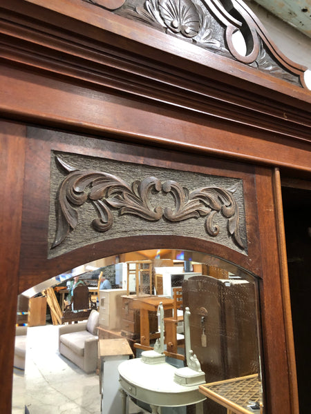 Antique Wardrobe with Walnut Panels