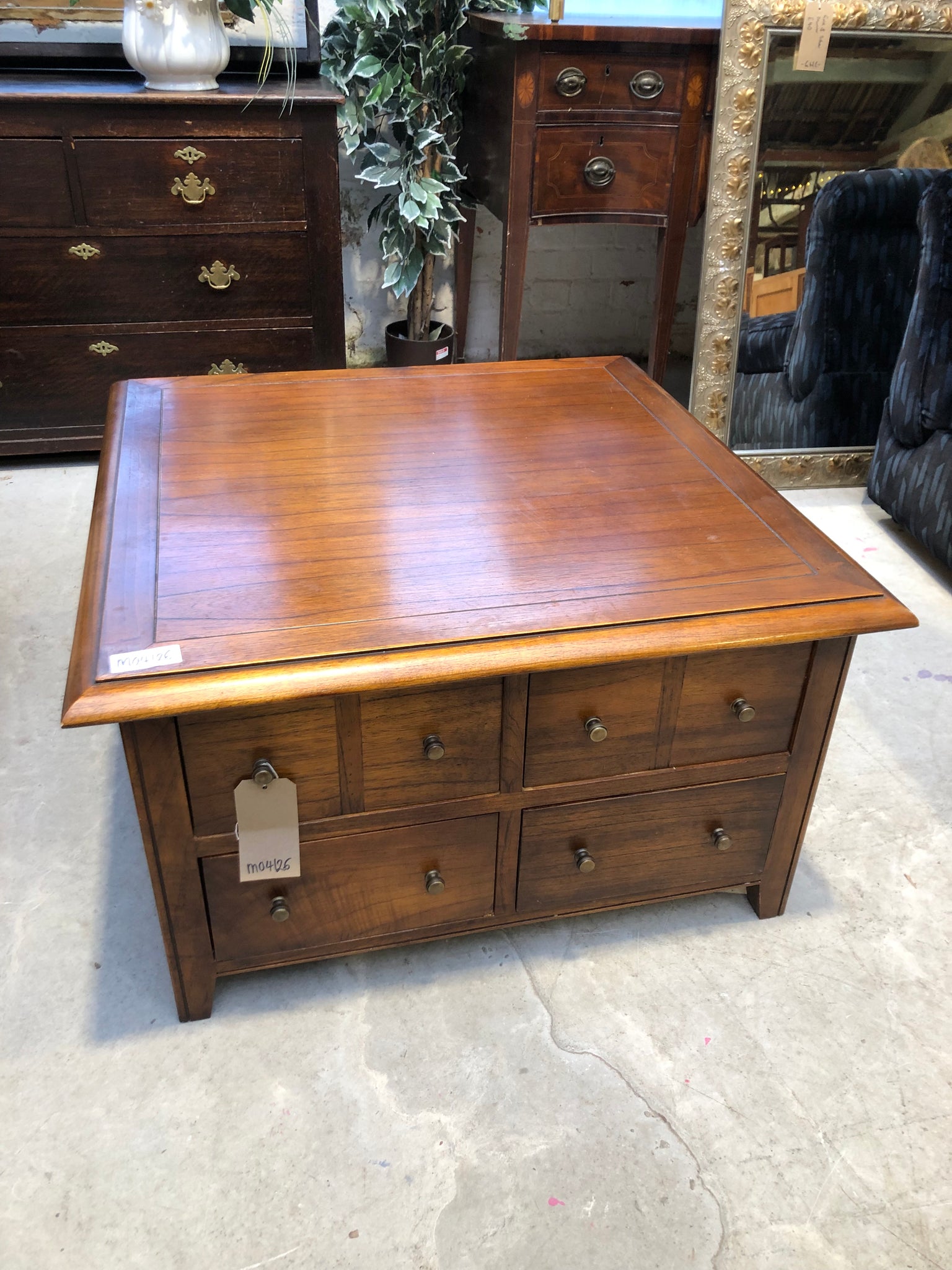 Decora Square 4 Drawer Wooden Coffee Table