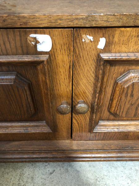 Dark Wood Bookshelf with Cupboard