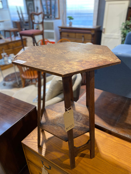 Antique Oak Hexagonal Side Table