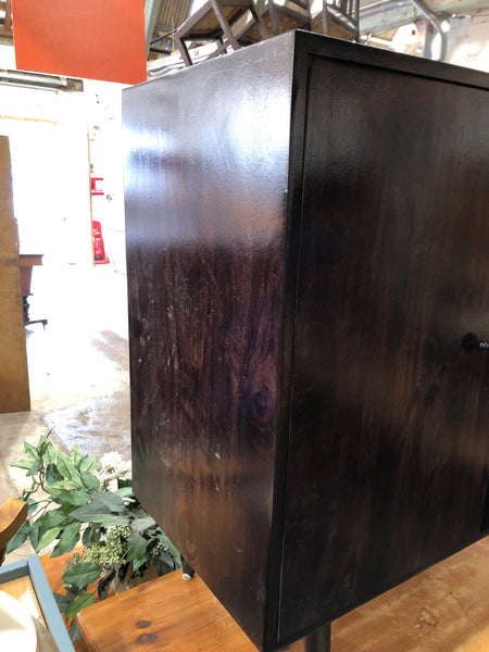 Contemporary Dark Stained Compact Sideboard with Wine Rack
