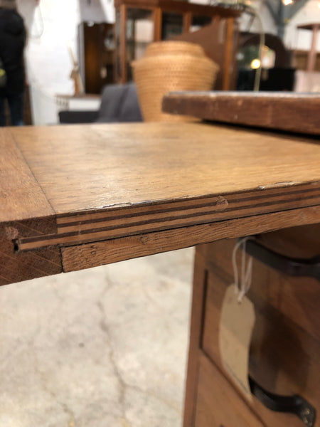 Vintage Oak Pedestal Teachers Desk