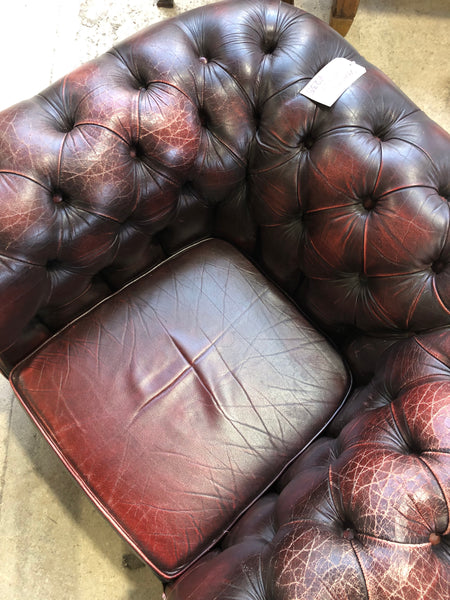 Oxblood Red Leather Chesterfield Clubroom Armchair